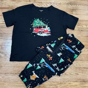Old Navy Black Pajama Set with Festive Print